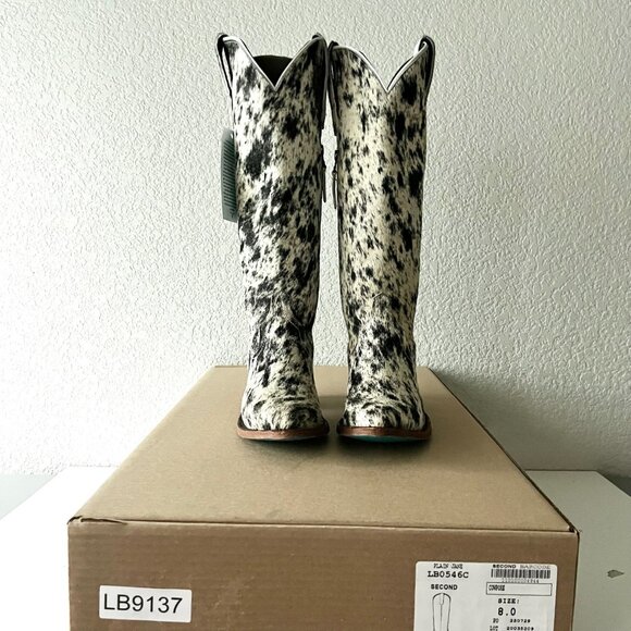 Lane Boots Womens Cowhide Cowboy Boots Tall Black Western Hair on Hide Size 8 - Picture 9 of 10